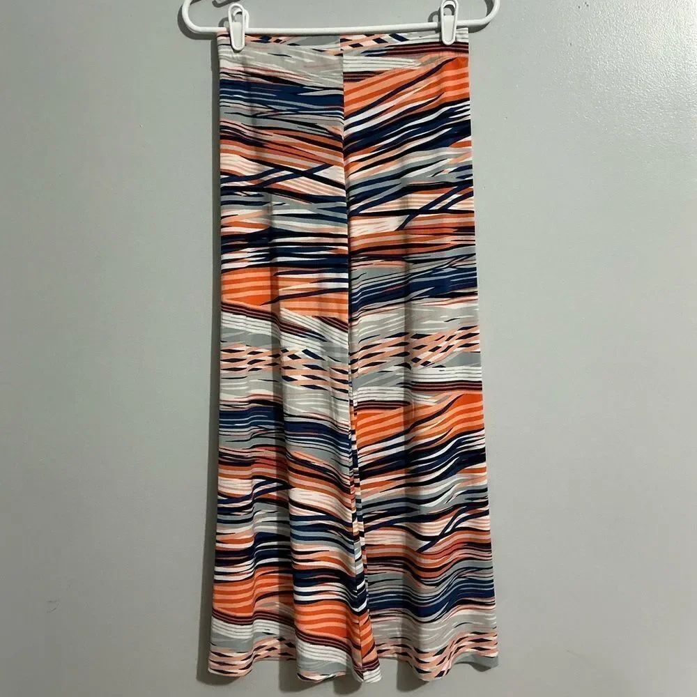 Veronica M Abstract Bell bottom Striped Pants in Orange and Blue size XS